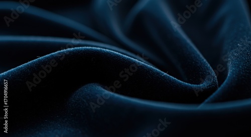 Close-up of Dark Blue Velvet Fabric Texture.