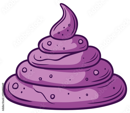 Humorous purple stylized poop illustration vector graphic for bizarre concepts