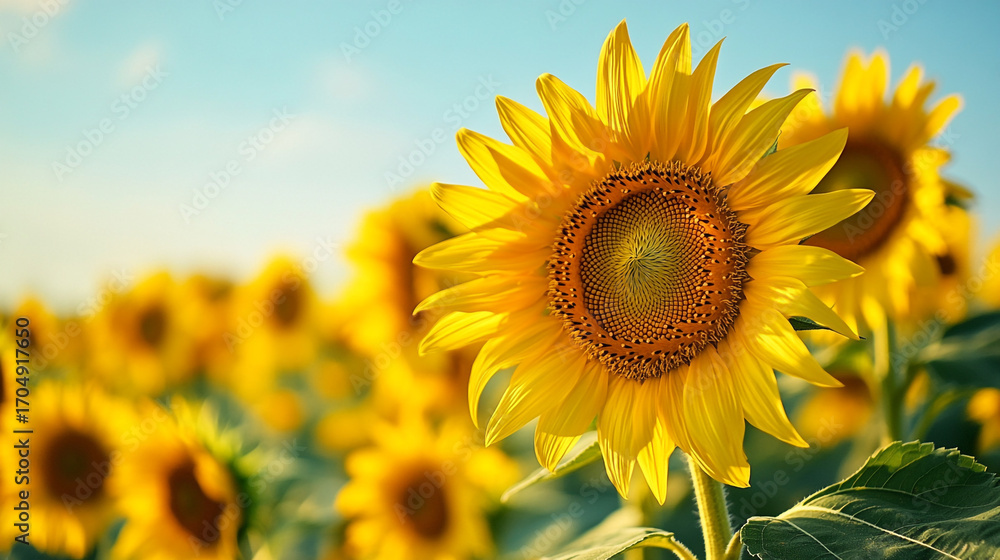Obraz premium Bright Sunflower Blooming in Sunny Field