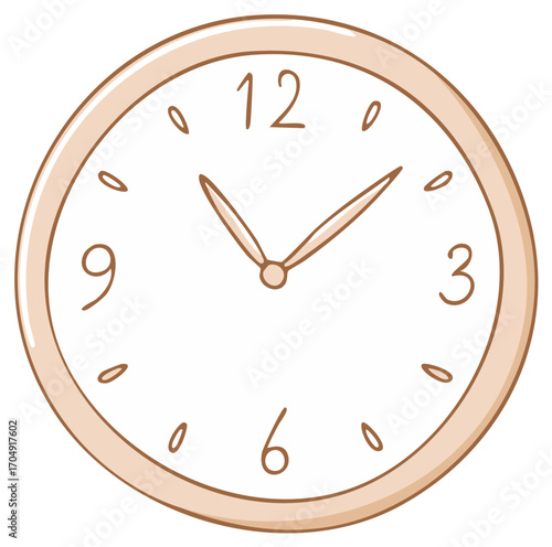 Simple Cartoon Clock Face with Hour and Minute Hands Indicating Time