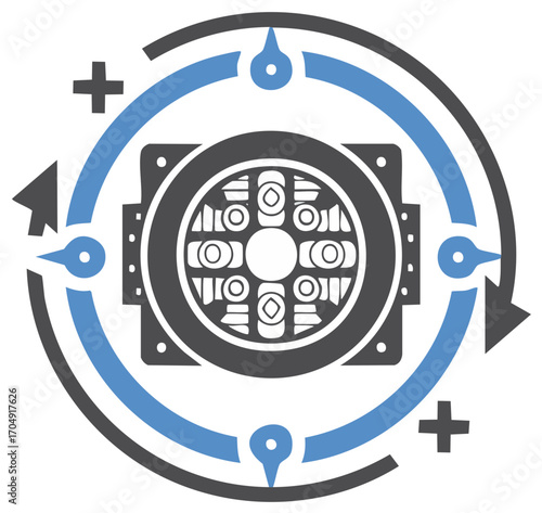 Abstract geometric symbol with compass elements, decorative design