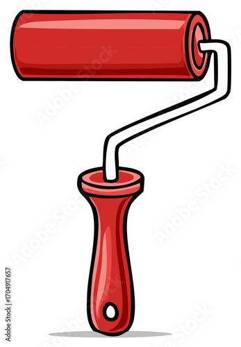 Vibrant red paint roller an essential tool for home renovation and decorating projects