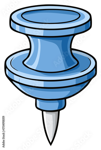 Blue thumbtack pushpin illustration office supply cartoon style