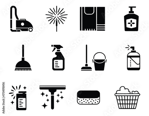 Cleaning Supplies and Tools Icons Set