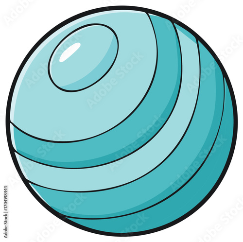 Illustrated Turquoise Exercise Ball for Core Strength Training and Physical Therapy