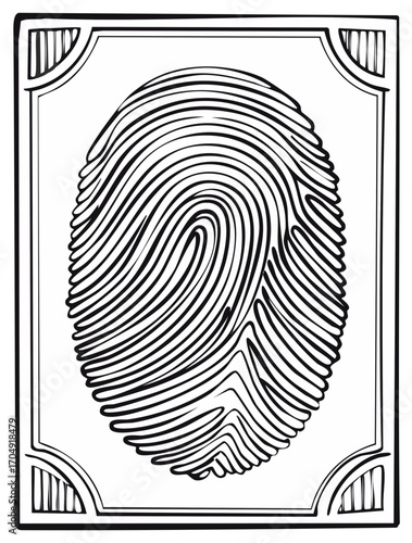 Stylized Human Fingerprint Outline for Security Identification and Biometric Access Control