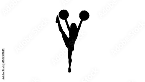 Cheerleader performing a split with transparent background