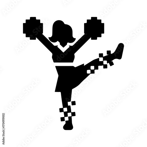 Cheerleader performing kick with transparent background