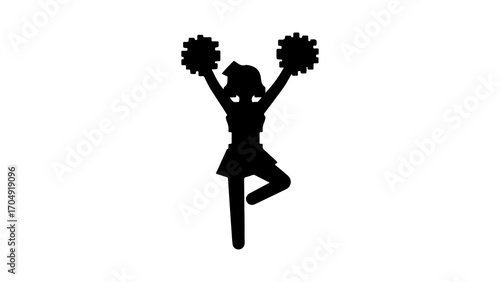Cheerleader silhouette jumping with transparent background