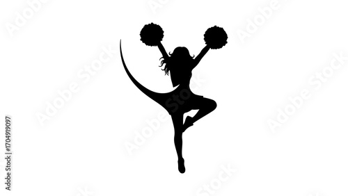 Cheerleader silhouette performing with transparent background