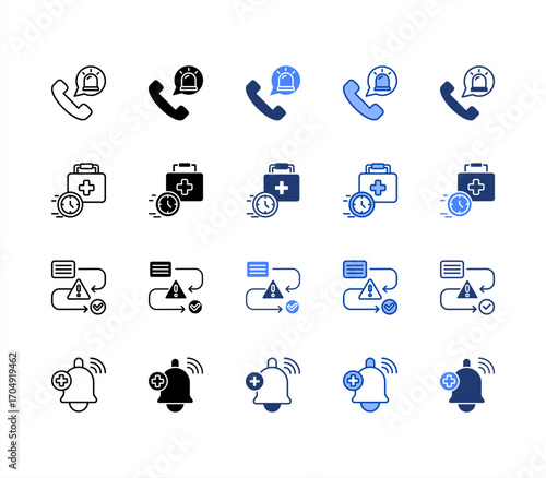 Response, Procedure, Medical, Medical alert, multiple style icon set.