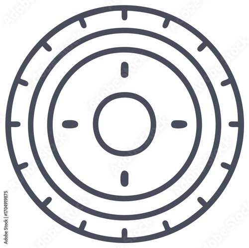 Abstract circle graphic with segmented lines and internal circles isolated.