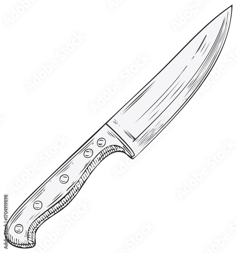 Kitchen Knife Illustration, Vector, Hand Drawn Style