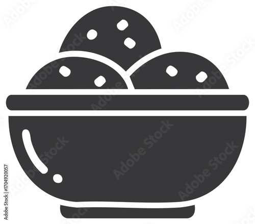 Delicious dessert in bowl icon. Sweet food servings symbol vector design