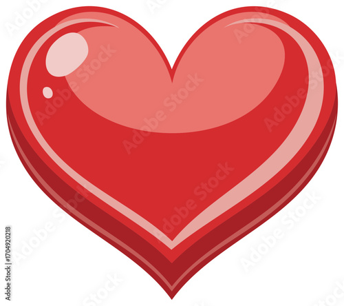 Three Dimensional Red Heart Illustration for Love Romance Valentine Day Symbol and Design