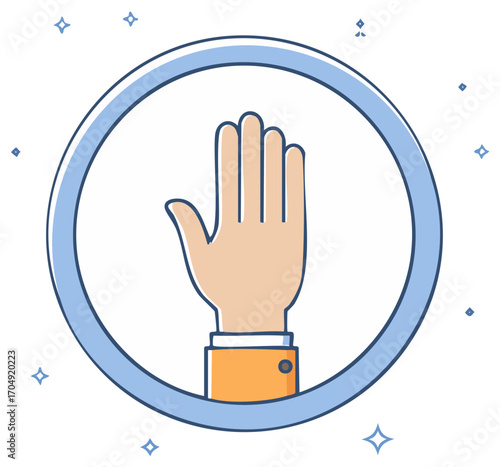 Hand in circle gesture, hand raised, stop,  protection, warning, concept