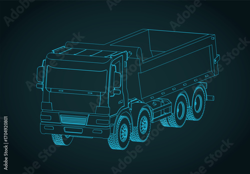 Dump truck isometric blueprint
