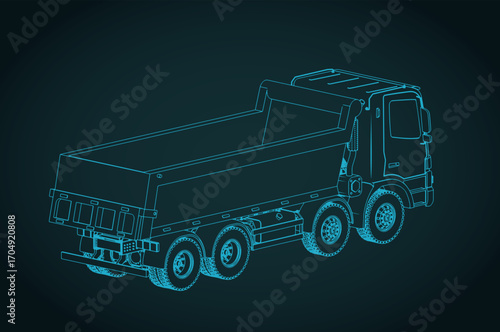 Dump truck isometric sketch