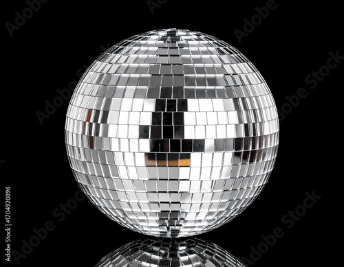 Shiny disco ball on black background (1)