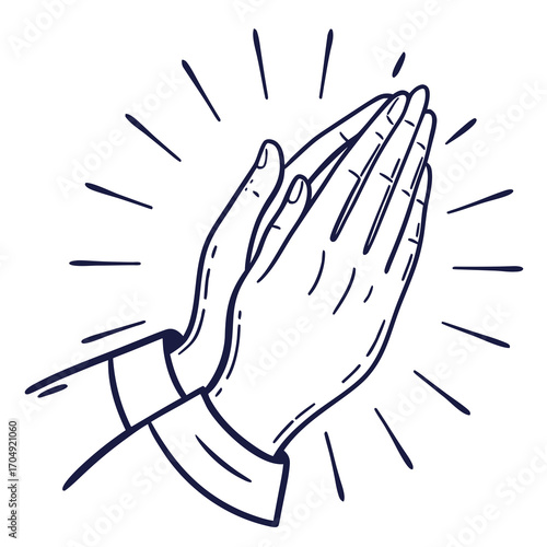 Vector art of line art illustration of praying hands