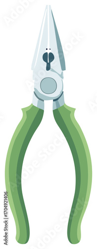 Needle Nose Pliers with Green Handles for Home Repair and Crafting