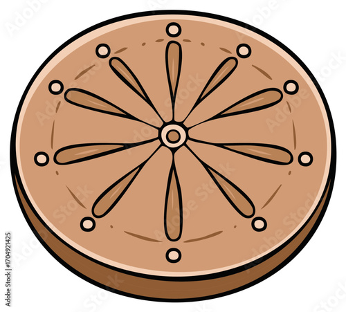 Abstract Circular Pattern with Teardrop Design Radial Symmetry and Brown Earth Tones, Decorative Element Flat Design Motif Isolated
