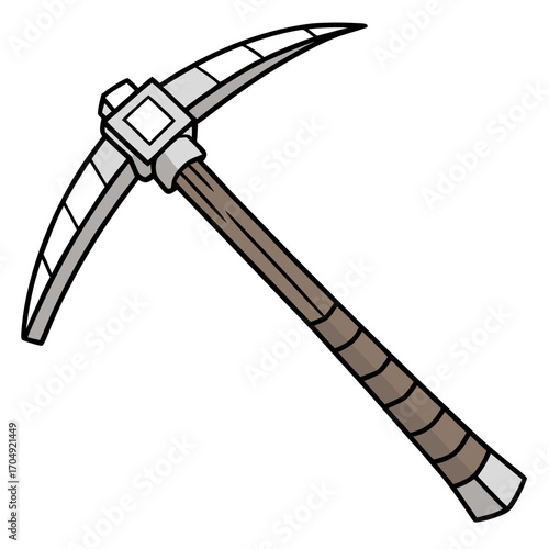 Vector art of a cartoon pickaxe tool