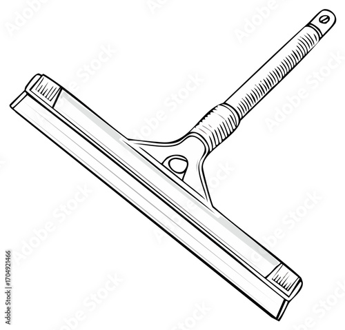Cleaning squeegee illustration. Household window cleaning tool outline.
