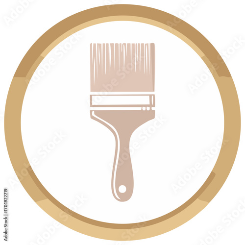 Isolated Taupe Paintbrush Icon Inside Circle Vector Art Decoration and Home Improvement Concept