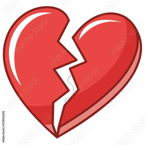Vector art of a red broken heart symbol
