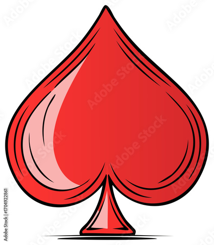 Red Spade playing card symbol bold illustration
