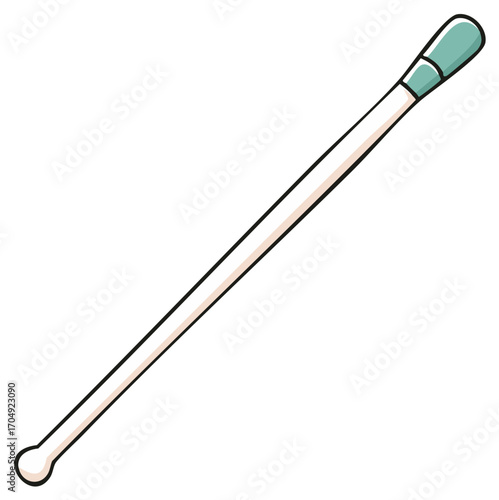 Cartoon illustration of a cotton swab, personal hygiene, green and white object
