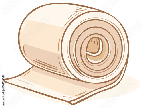 Cartoon Roll of Bandage or Gauze for Medical Emergency Treatment