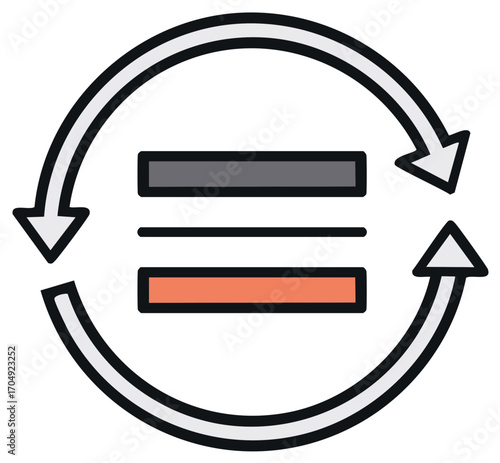 Circular arrows around three horizontal bars illustration