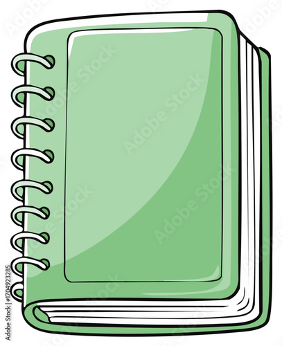 Simple green spiral bound notebook for writing school notes or office work