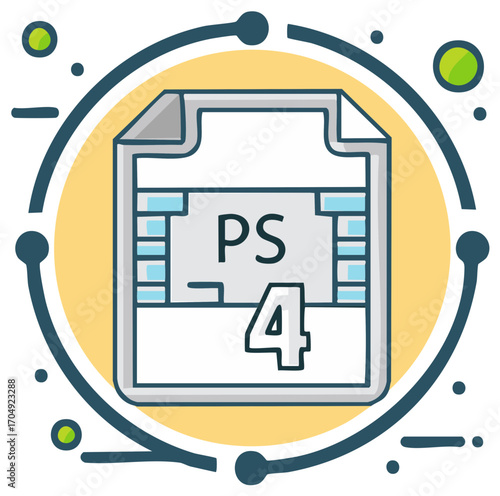 PS4 file vector graphic, document format icon symbol, application software illustration