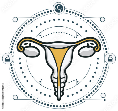 Human Female Reproductive System Icon in Decorative Circular Frame