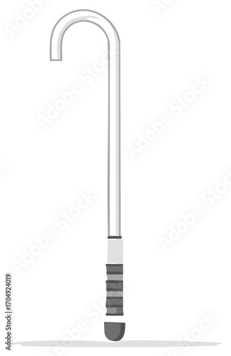 Illustration of a Walking Cane or Stick with Handle, Shaft and Grip for Mobility and Support
