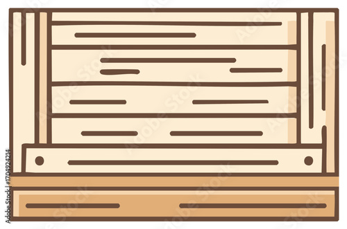 Simple wooden crate illustration top view stylized with clean lines and flat colors