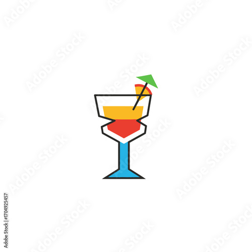 Stylized Cocktail Illustration with Orange Slice and Umbrella.