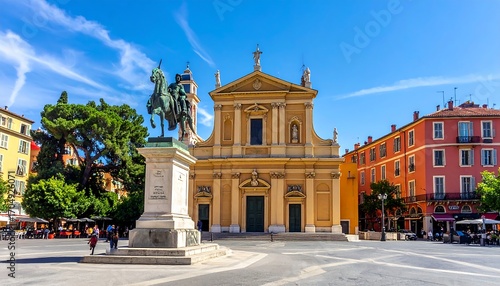 European city square with church and monument