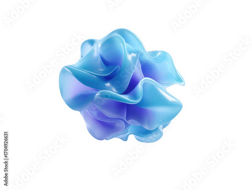 Abstract blue and purple fluid shape isolated on transparent background