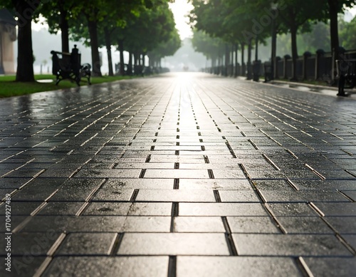 Morning path through trees