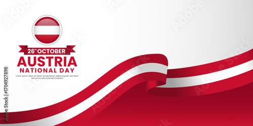 Austria national day banner background 26 october design element with waving ribbon flag
