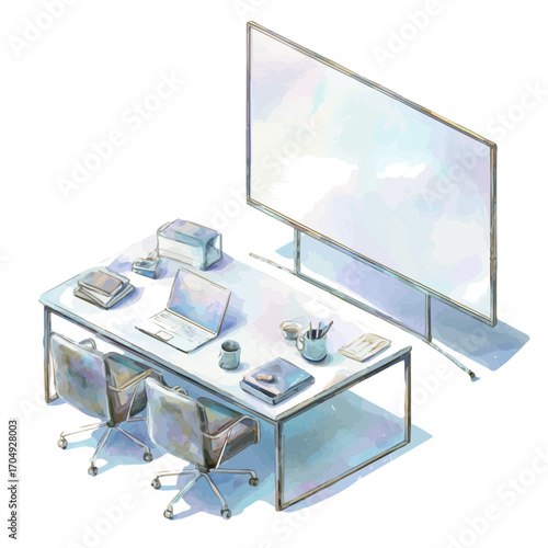Whiteboard, watercolor illustration vector, isolated on a white background.