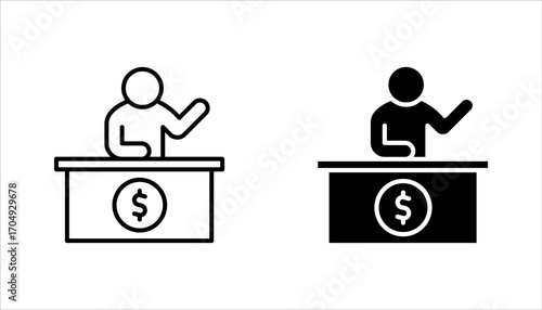 Bank teller icon set. vector illustration on white background