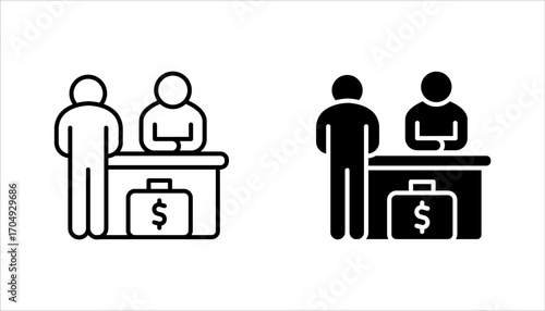 Bank teller icon set. vector illustration on white background