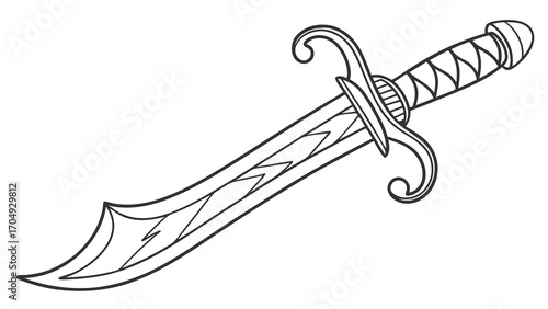 Ornate Dagger with Zigzag Blade and Wrapped Handle