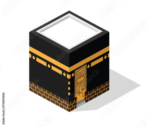 Isometric Illustration Of The Kaaba In Mecca