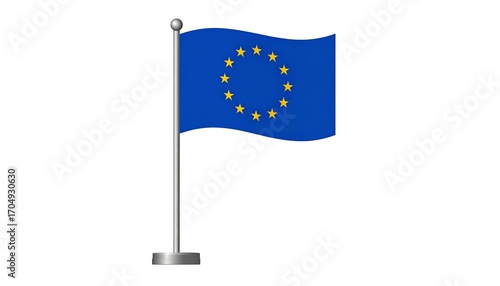 European Union flag on a small metallic pole